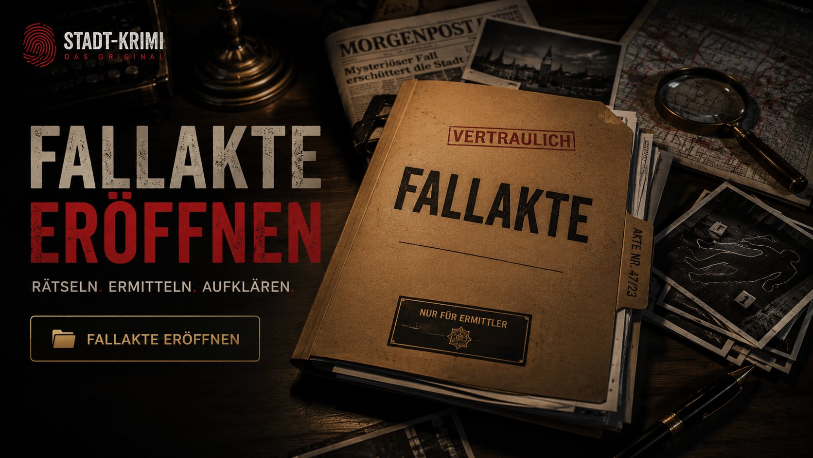 Fallakte eröffnen – Stadt-Krimi das Original